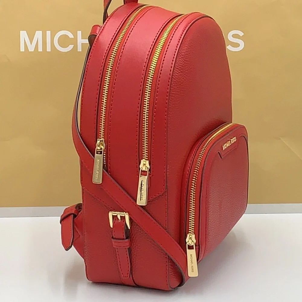 MICHAEL KORS JAYCEE MEDIUM ZIP POCKET BACKPACK COLOR: Bright Red NWT